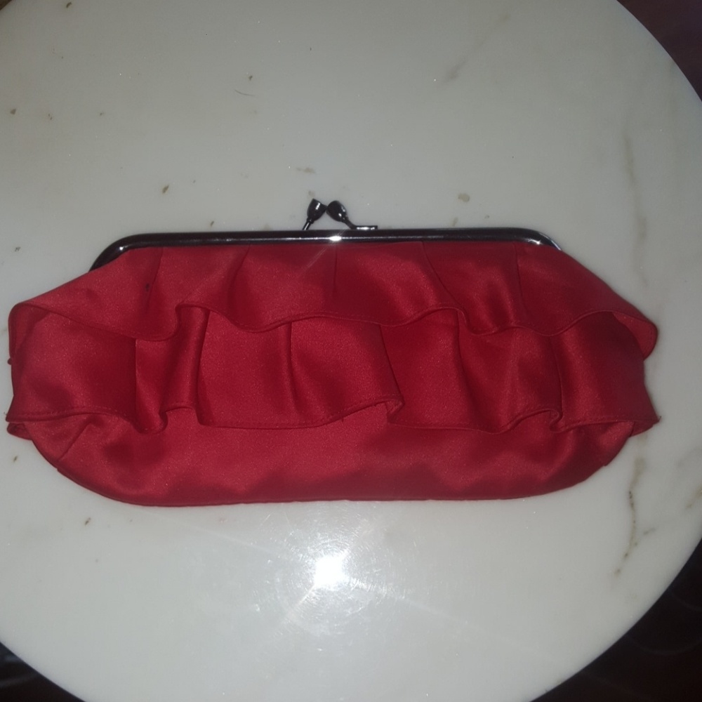 Red ruffled clutch